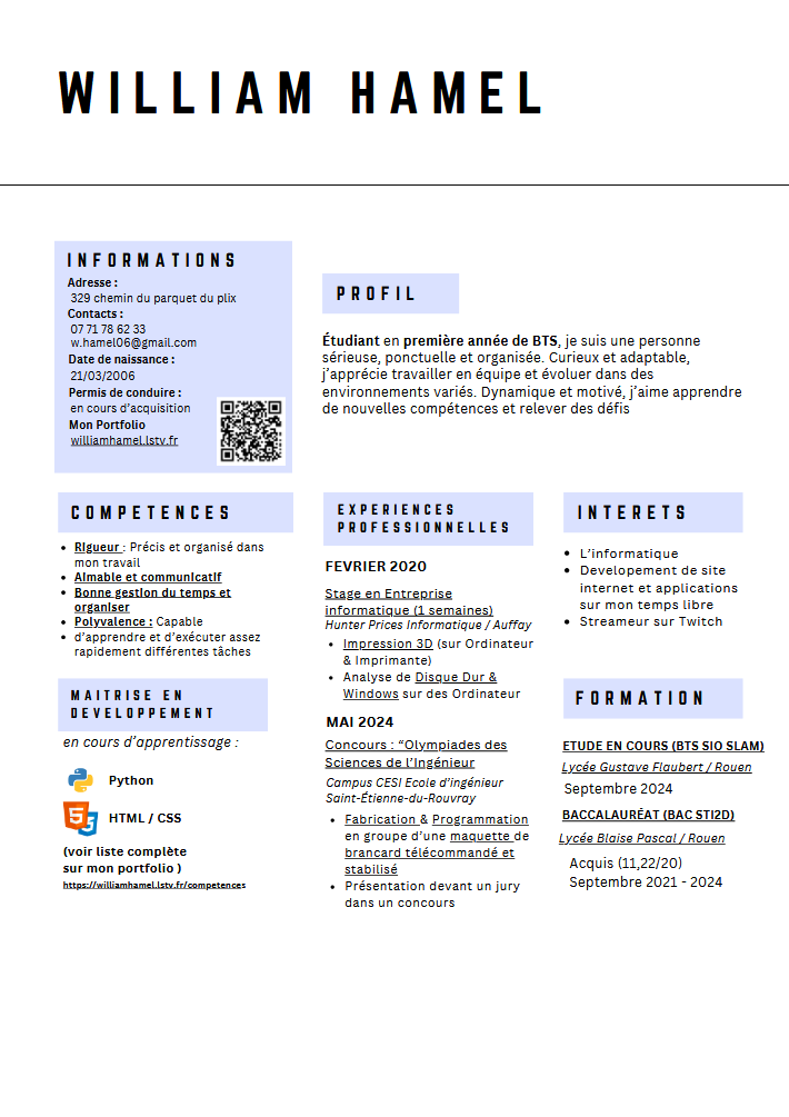 CV de William Hamel
